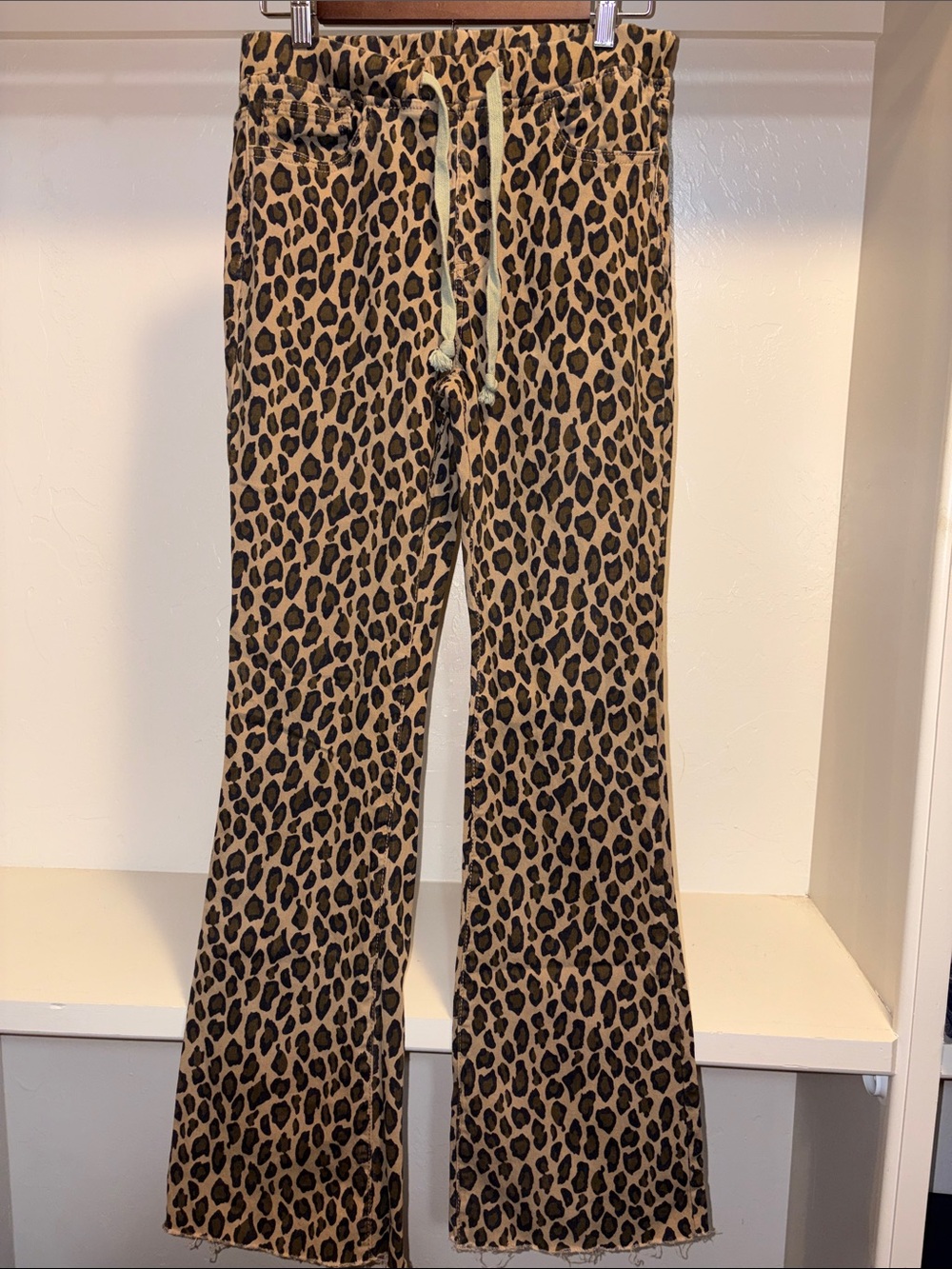 YMI Leopard-Print Flared Jeggings - Tan & Black